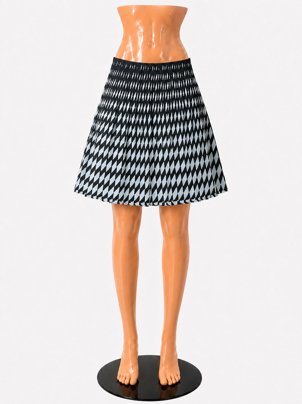 Alfani Black & White Diamond Print Pleated A-Line Skirt | Size Medium